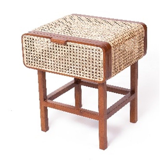 Table de nuit en bois d'acajou disponible chez Zen Évasion