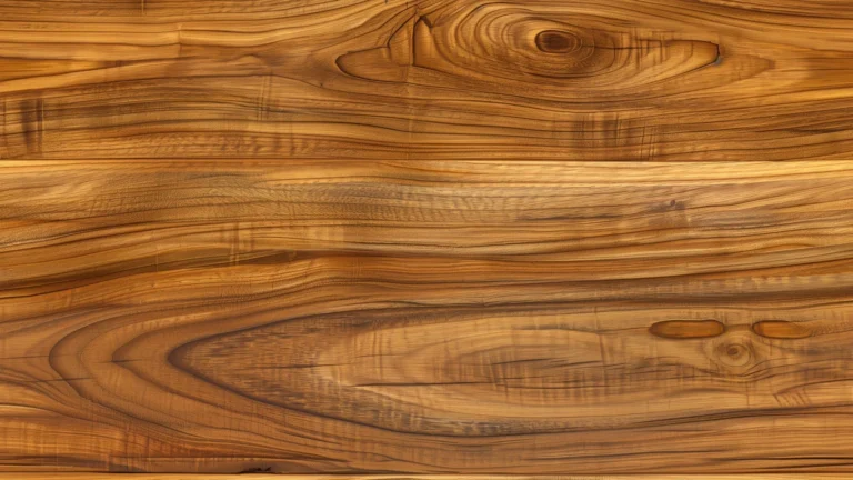 Surface en bois avec des motifs de grain lisses et des tons naturels, présentant des nœuds et des textures variées.