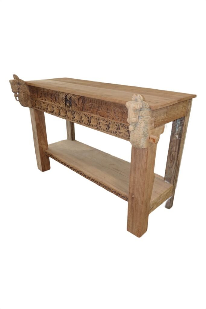 Console sculptée Inde artisanale disponible chez Zen Évasion