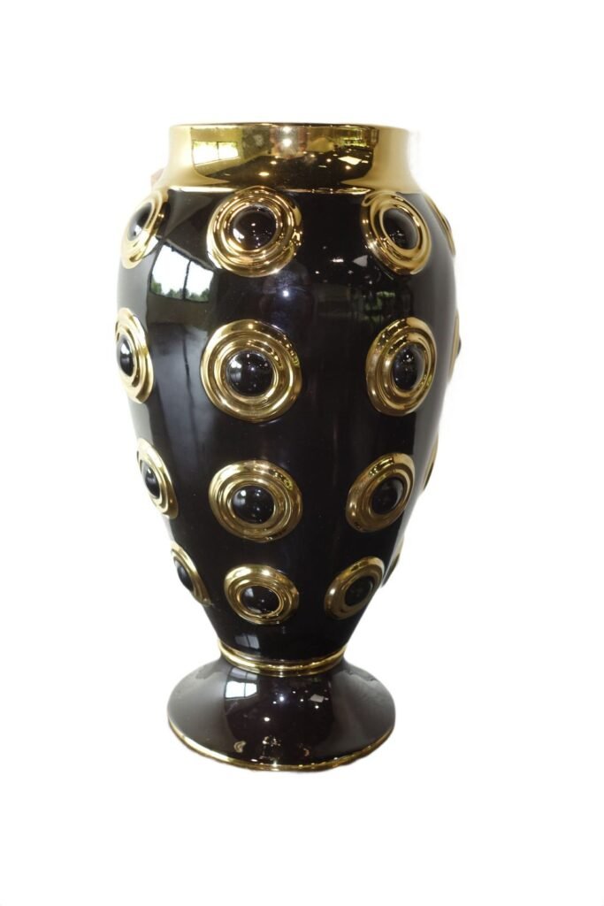 Vase doré à cercles disponible chez Zen Évasion